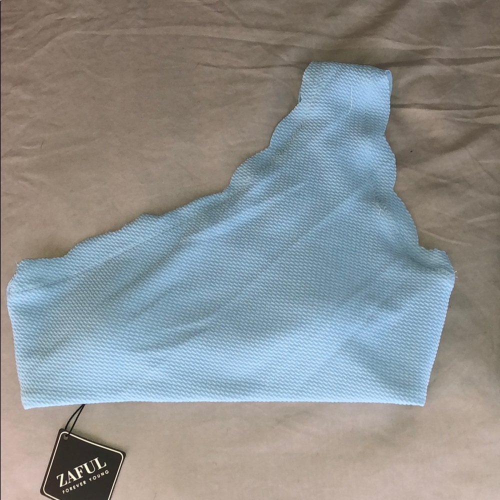 Zaful light blue scalloped bathing suit